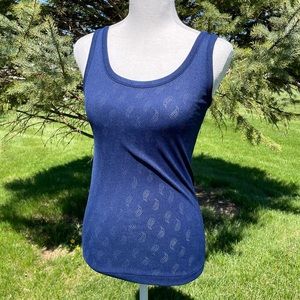 Vintage 70s/80s Paisley Pattern Navy Blue Tank Top